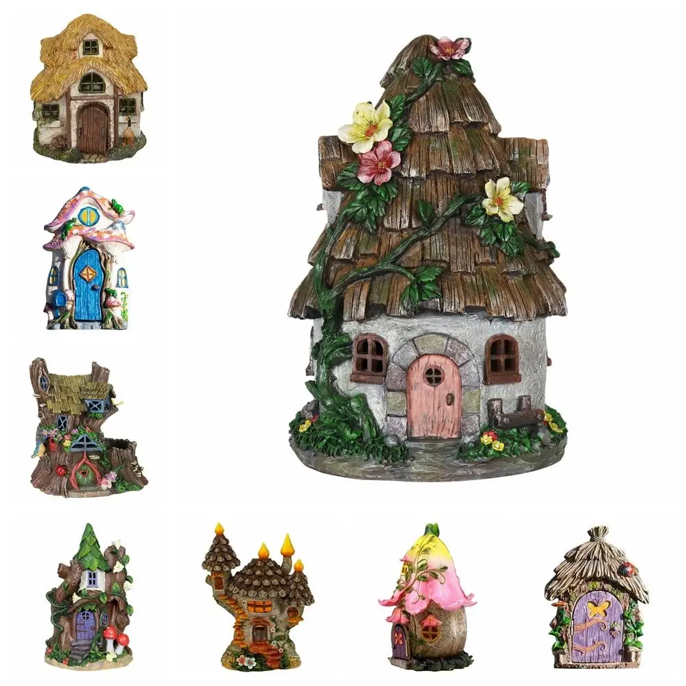 Miniature Fairy Elf Door Figurines Statues for Outdoor Yard Art Sculpture Wooden Ornaments  Accessories