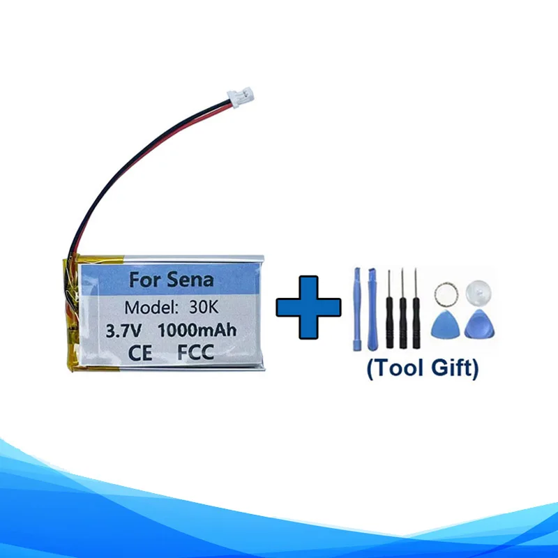 

Tools Gift + 1000mAh XK752439 Battery For Sena 30K Motorcycle Helmet Headset