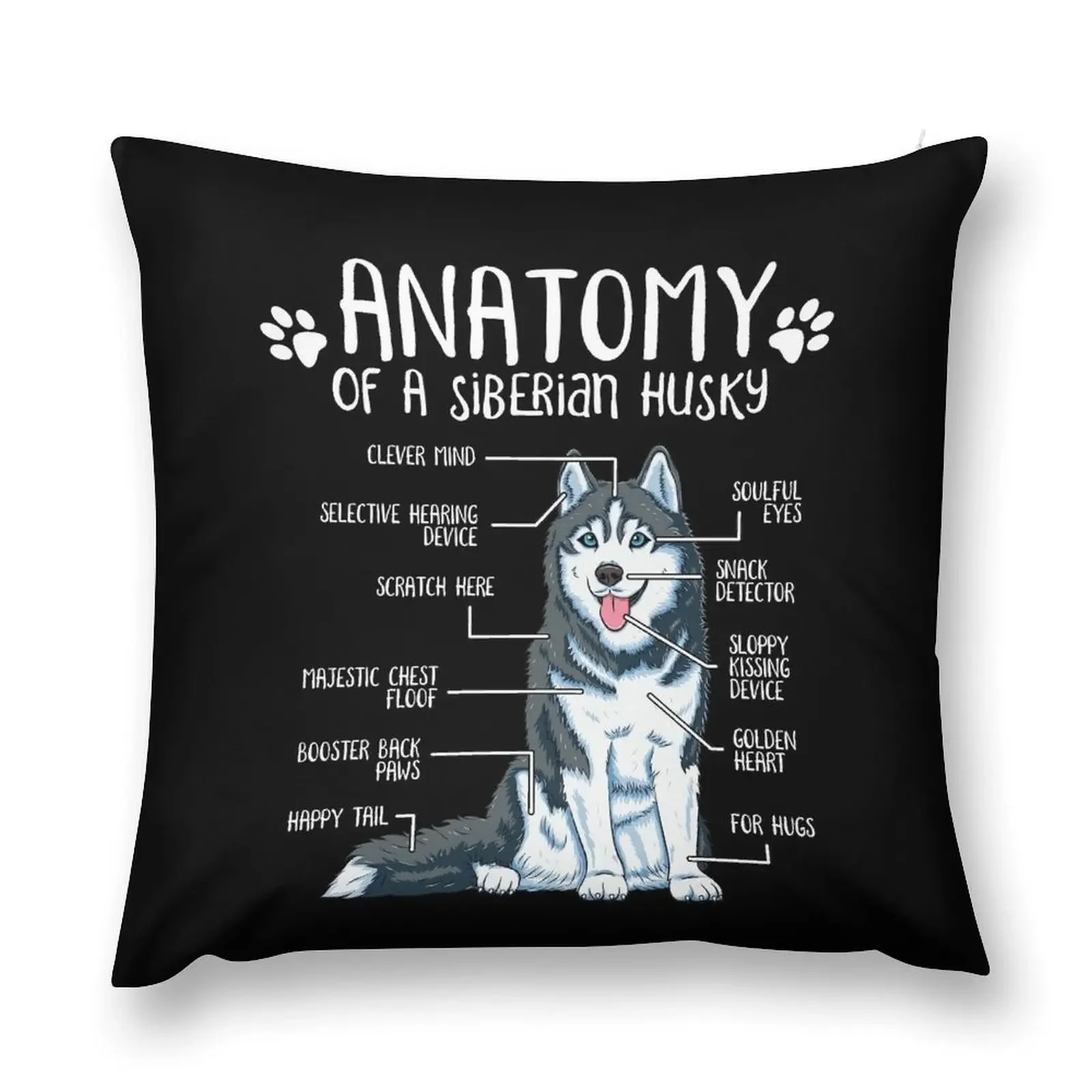 

Funny Siberian Husky Anatomy Dog Lover Gift Throw Pillow Pillows Aesthetic Pillow Case Christmas pillow