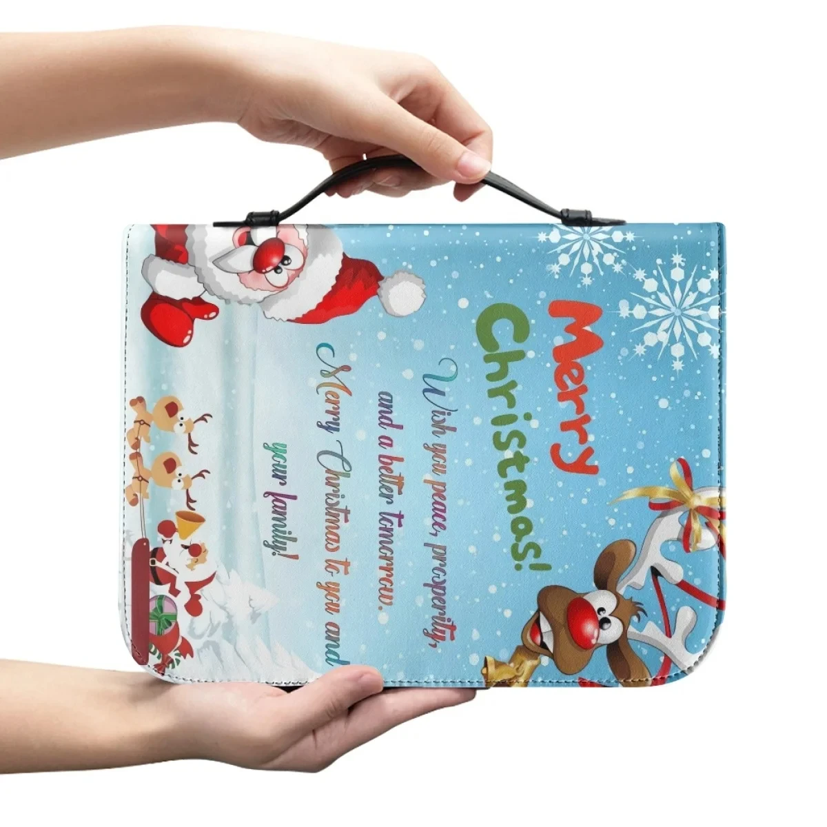 Christmas Bible Bag Christmas Blessing Print Women's Holy Storage Bag Christian Cross Print Ladies Tote Handbag with Zipper