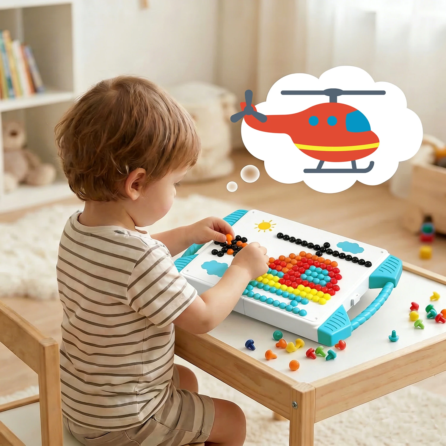 373pcs/Set Creative Mosaic Toy Gifts Children Nail Composite Picture Puzzle Creative Mosaic Mushroom Nail Kit Puzzle Toys