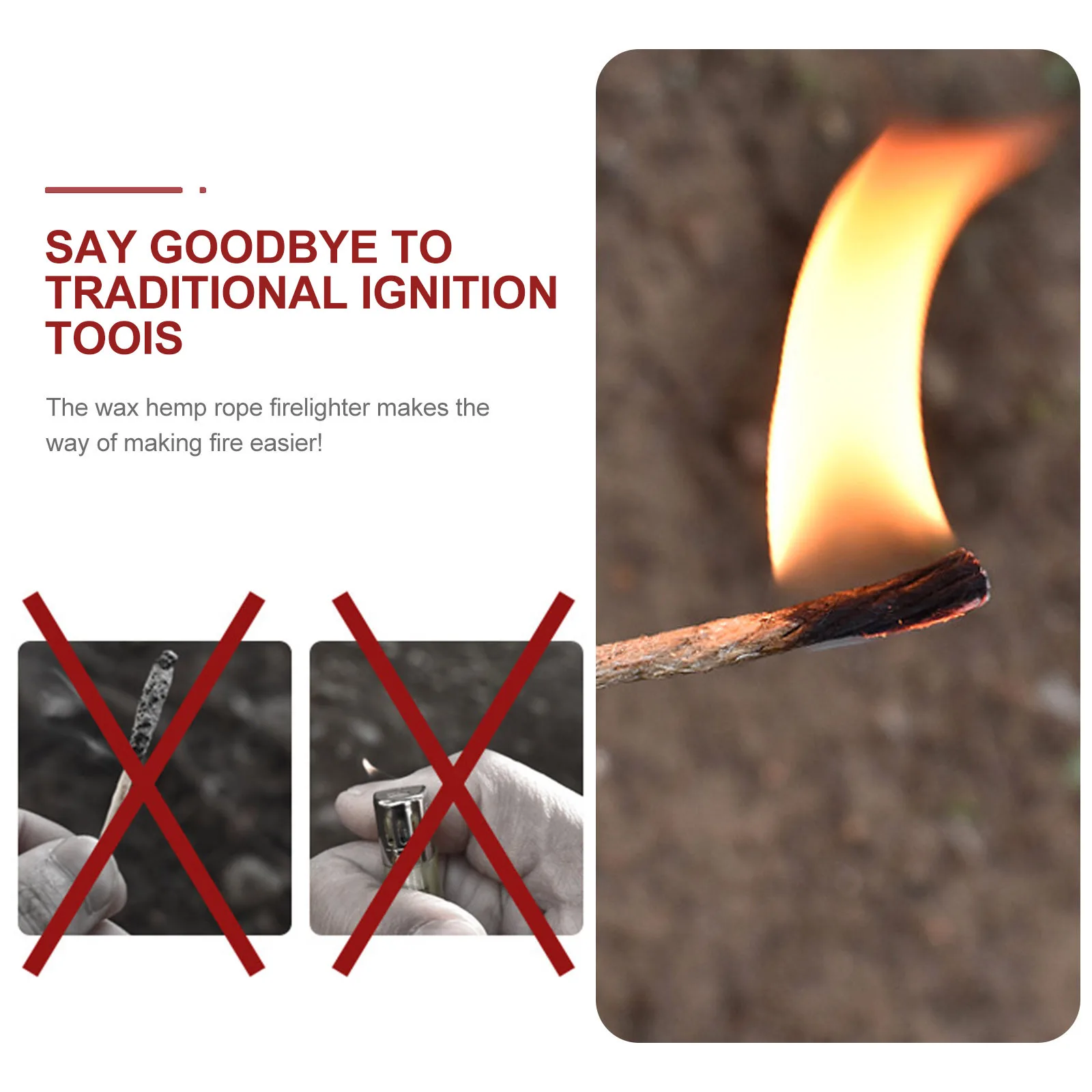 3 قطعة في الهواء الطلق مشعل نار حبل بقاء الفتيل القنب الحبل للتخييم التنزه في حالات الطوارئ استخدام دائم الفتيل أخف جودة عالية #1