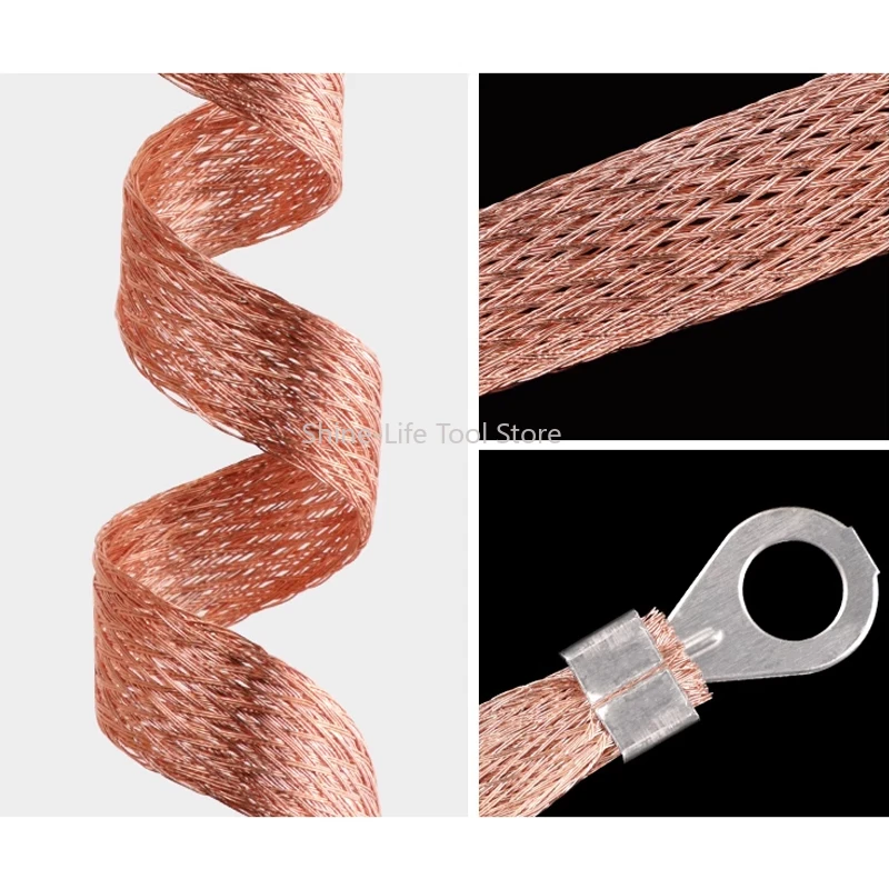 SL 2.5/4/6 Square Copper Clad Aluminum Bridge Grounding Braid Wire Length 200/250/300mm Cable Bridge Grounding Lead