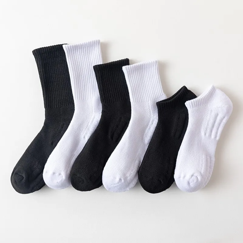 1Pair Outdoor Sport Men\'s Socks Solid Color Towel Bottom Basketball Socks For Men Spring Autumn Breathable Low Medium High Socks