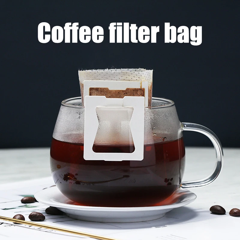 50PCS Portable Non-woven Coffee Filter Bag Hanging Ear Side Drip Coffee Bag Disposable Hand-made Paper Kitchenware