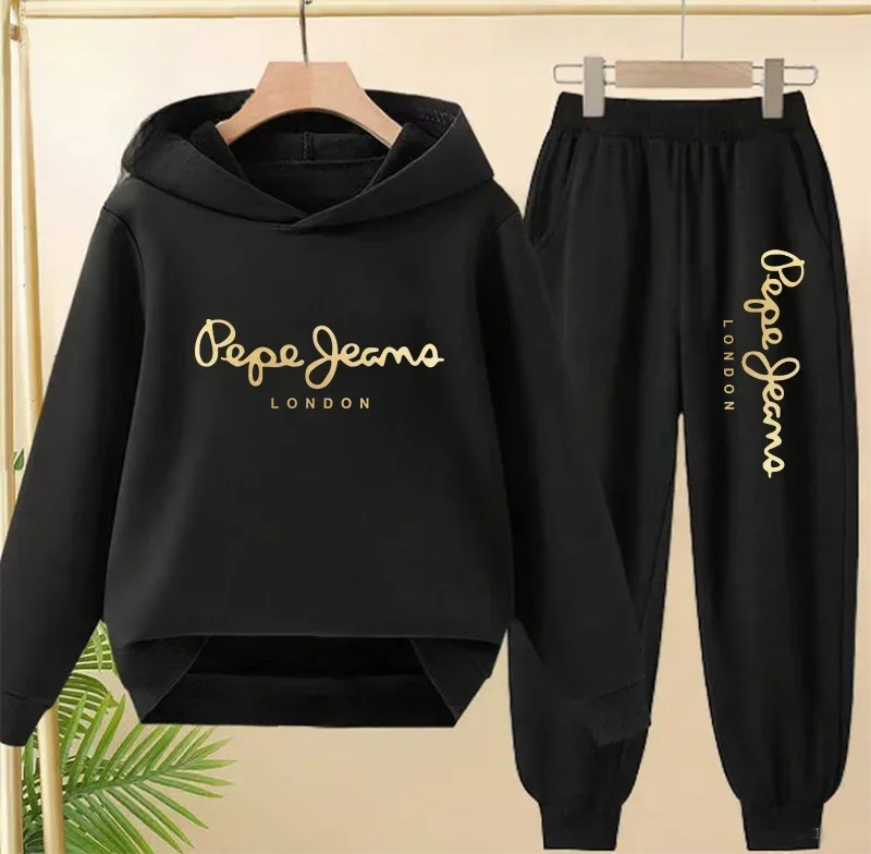 Enfants printemps automne décontracté mode pull à capuche + pantalon 2 pièces survêtements 2-13 ans garçons filles Streetwear en