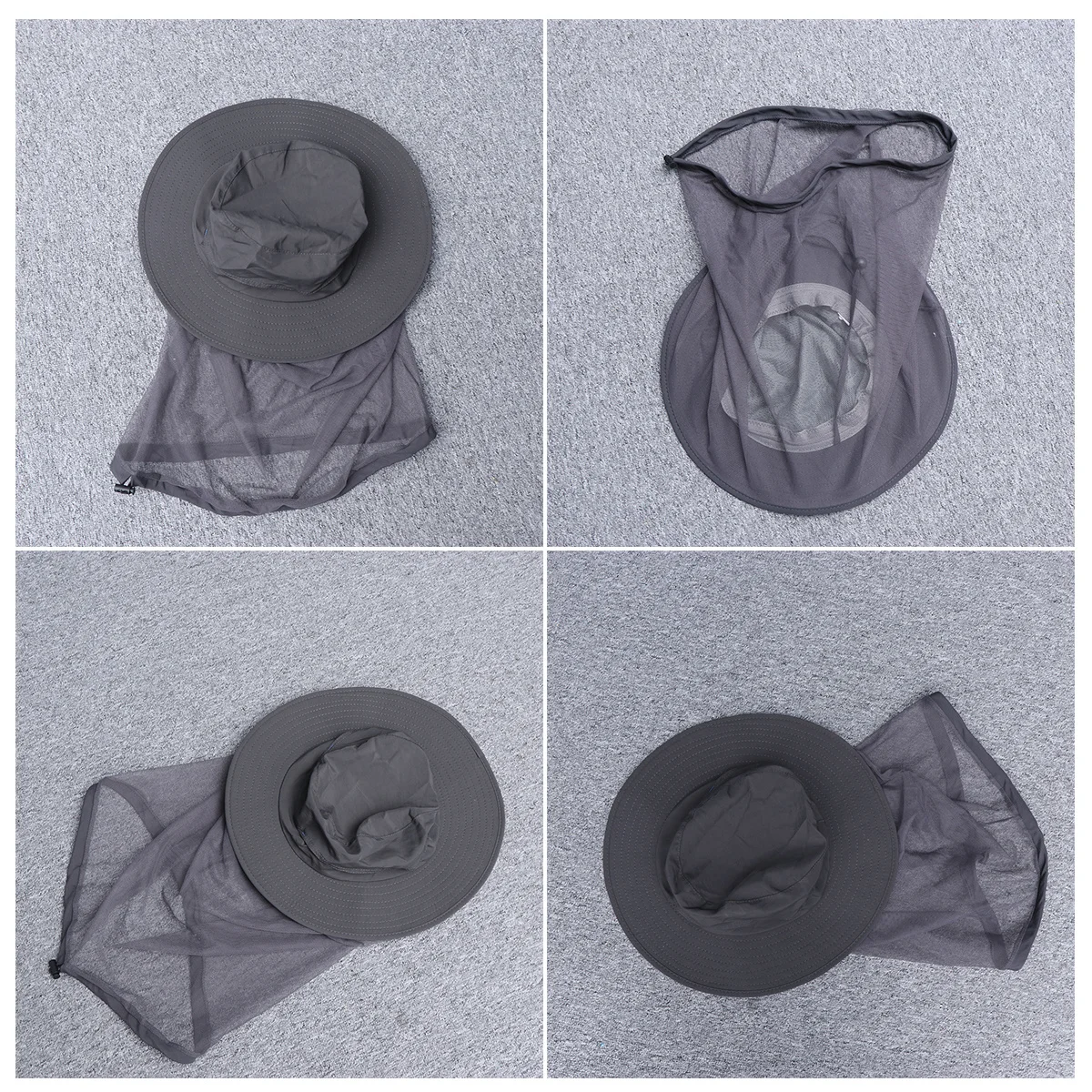 

Quick Dry Breathable Anti Mosquito Bee Mask Dark Grey Outdoor Fishing Hat Head Net Mesh Cover Full Protection Sunburn Insect Fly