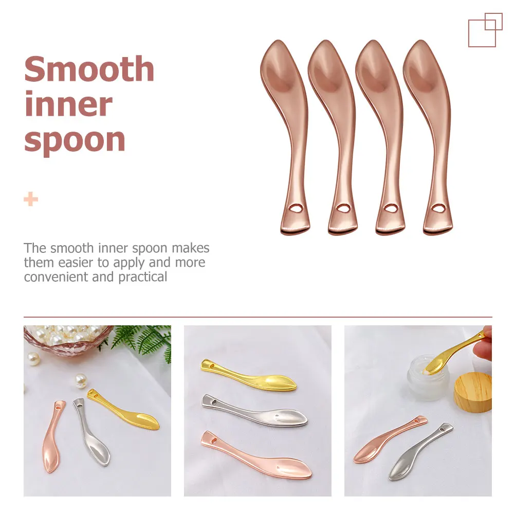 4 قطع من ملعقة كريم العين من الفولاذ المقاوم للصدأ أداة مغرفة كريم الوجه لمستحضرات التجميل وغسول الأساس والعناية بالجسم وأداة توزيع التجميل