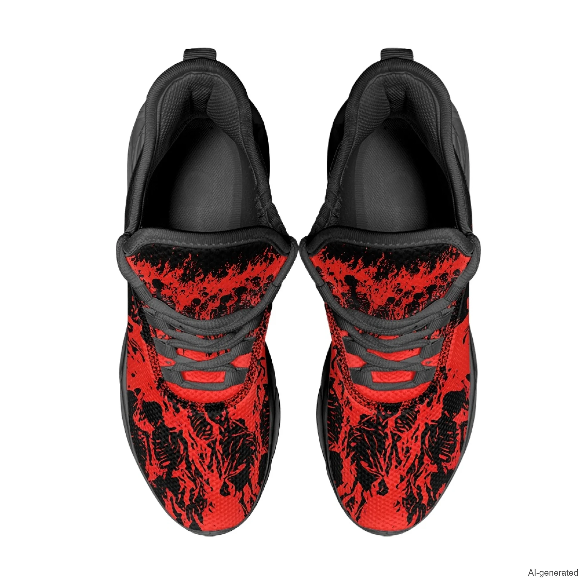 XIXIRIMIDO Max Soul Shoes Halloween Flame Skulls Print Running Shoes for Men Casual Fashion Women Snakers Walking Shoes 35-48