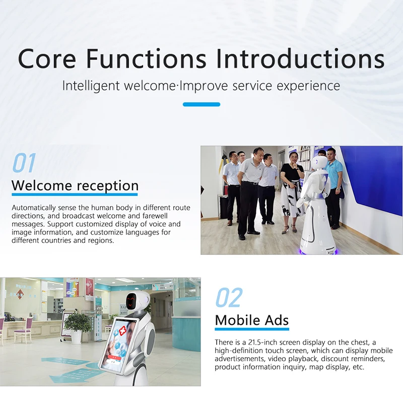 Advanced Autonomous Navigation Visitor Management Face Recognition Robot with HD Touch Screen for Event Halls