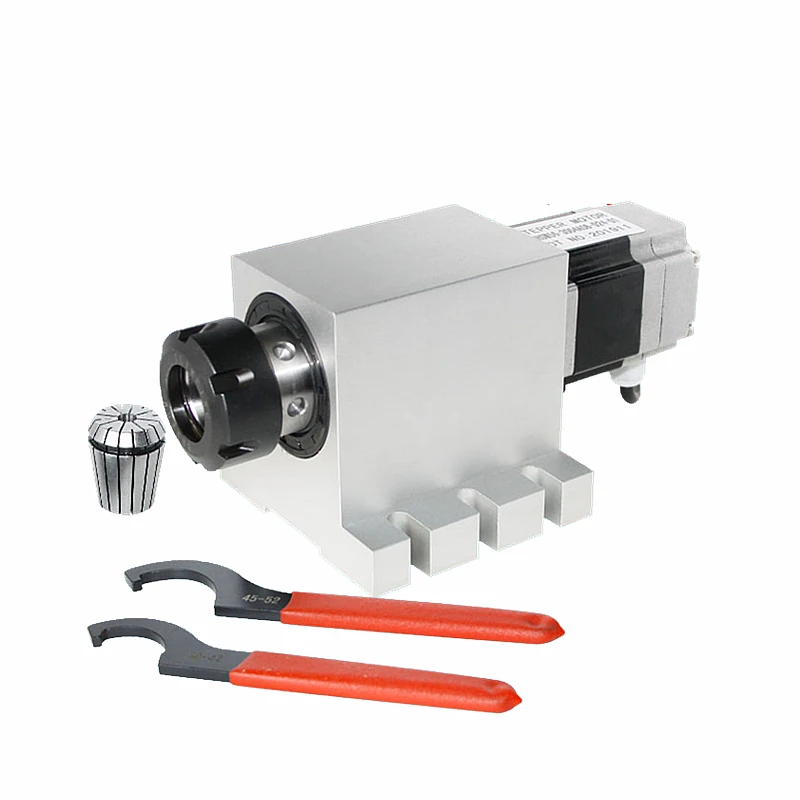 CNC Harmonic drive reducer 4th A Rotary axis Speed reducing ratio 50:1 with ER40 chuck for CNC engraving machine