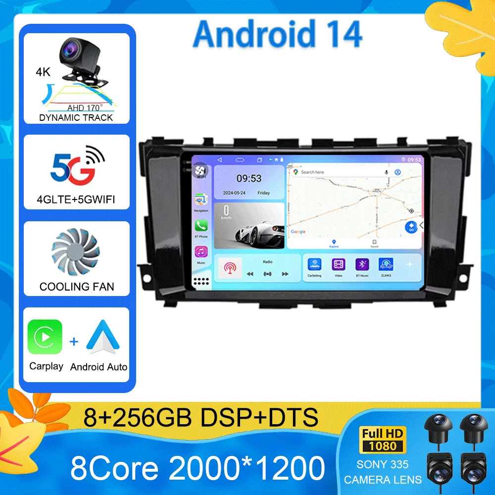 لنيسان Teana 3 ألتيما 5 L33 2013 - 2020 مشغل فيديو الملاحة GPS راديو السيارة الوسائط المتعددة أندرويد 14 واي فاي شاشة تعمل باللمس 9 10" #6