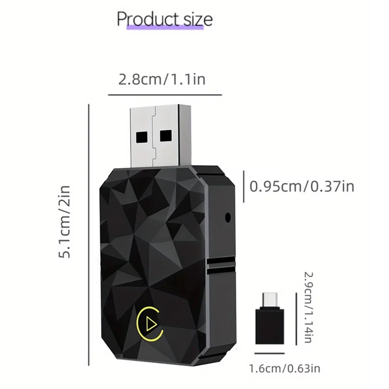 A37T-Voor Android Voor 2 In 1 Draadloze Carplay Adapter Mini Auto, 5 Ghz Wifi USB Type-C/Play Ondersteuning Nieuwe Plug