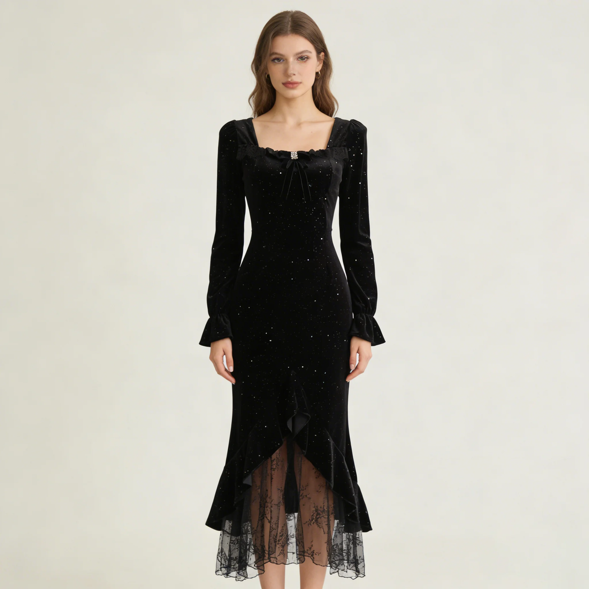 Women'S Fashion Nova Dresses - NOVA бархатное блестящее платье миди женское