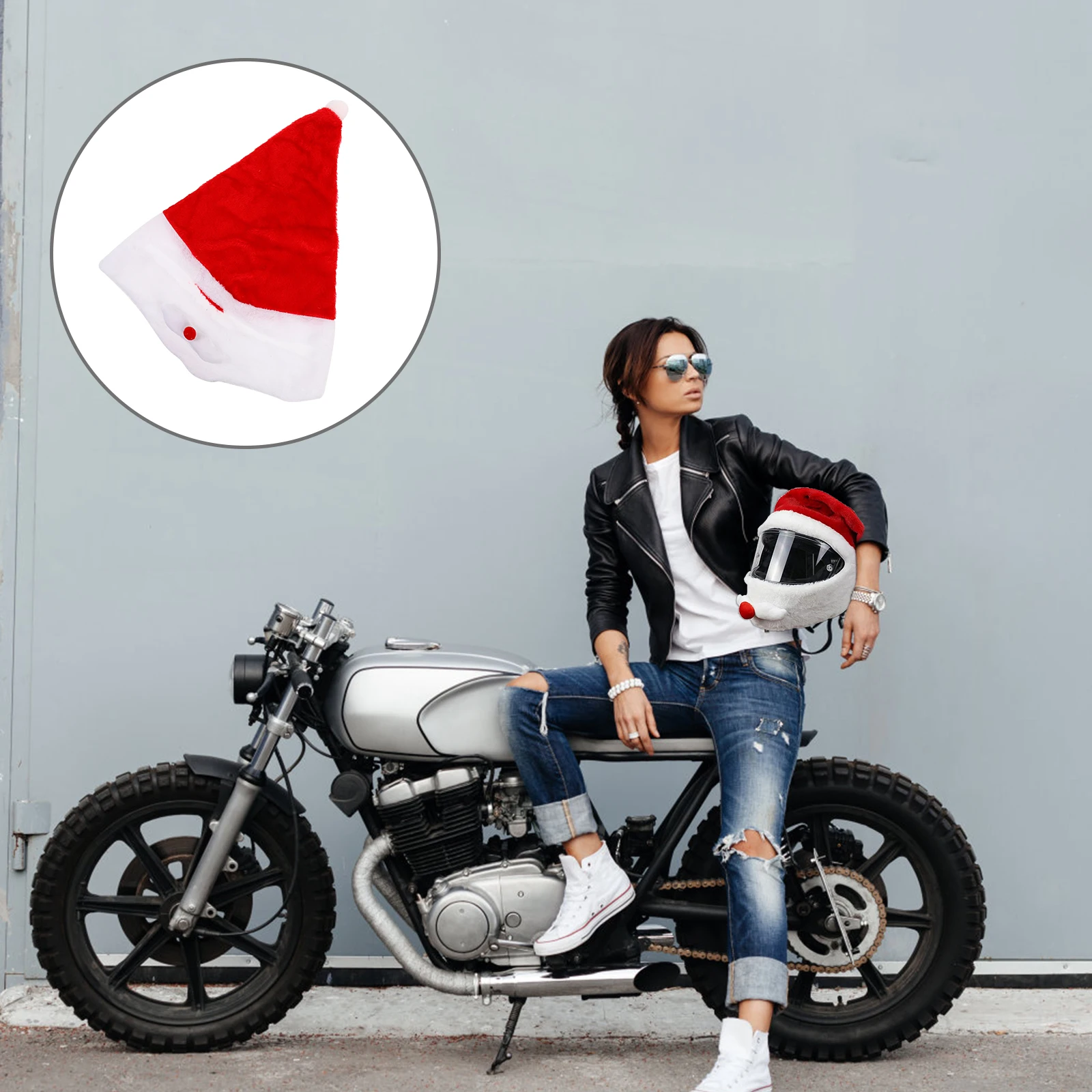 

1pc Santa Claus Cover Christmas Style Motorbike Cycling Riding Decor Protection Foldable Lightweight Storage