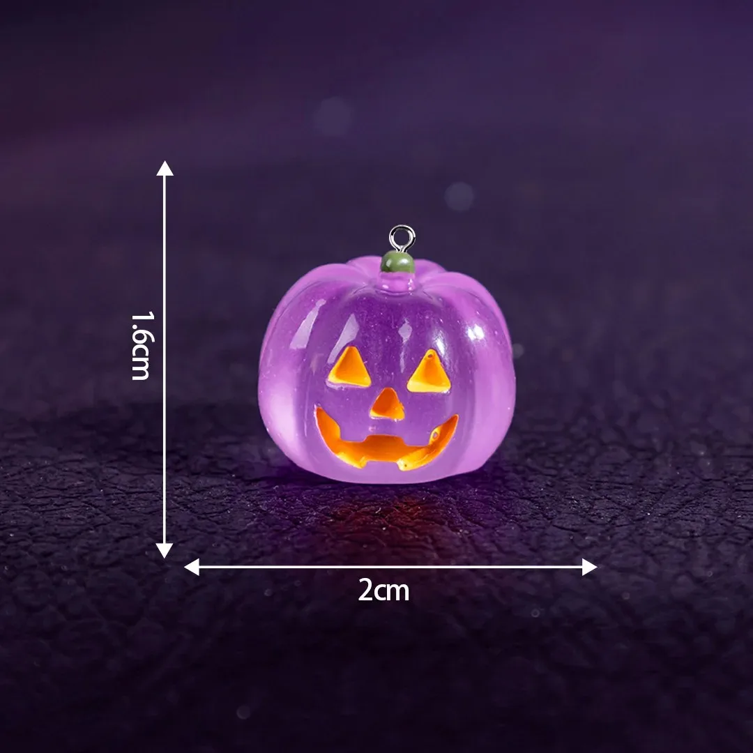 5Pcs Kawaii Luminous Pumpkin Resin Charms Halloween Holiday Pendants For DIY Earring Necklace Keychain Jewelry Decor Supplies view 6