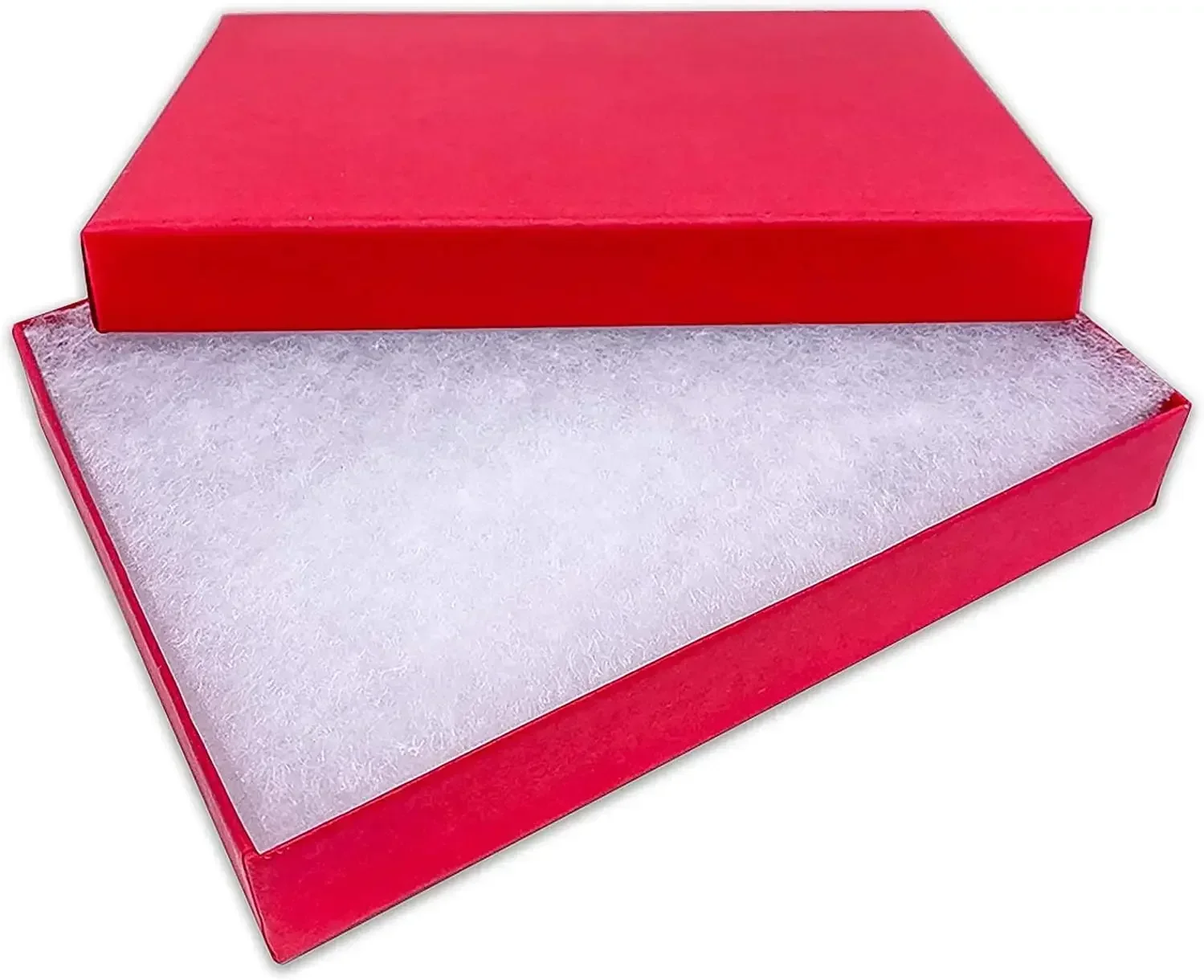 TheDisplayGuys - 100-Pack #75 Cotton Filled Cardboard Paper Jewelry Boxes Gift Case - Matte Red (7.1
