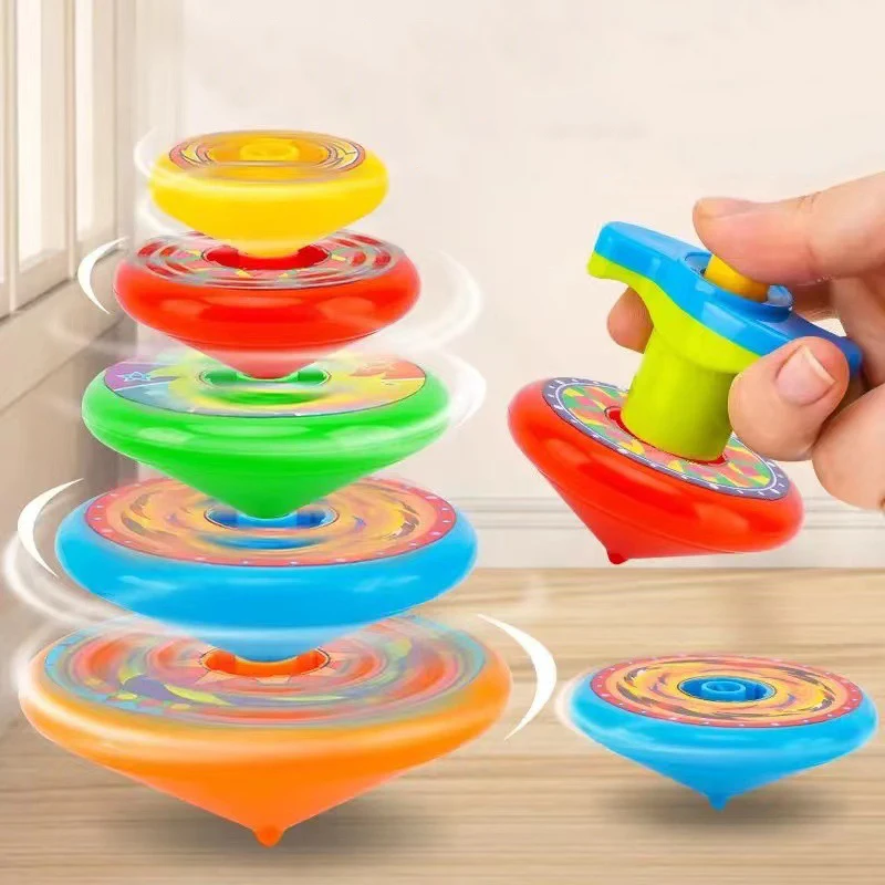 New Stacked Spinning Top Launcher Gyroscope Set Toy Funny Kids Parent-child Interaction Toys Flying Stacking Games Party Gifts