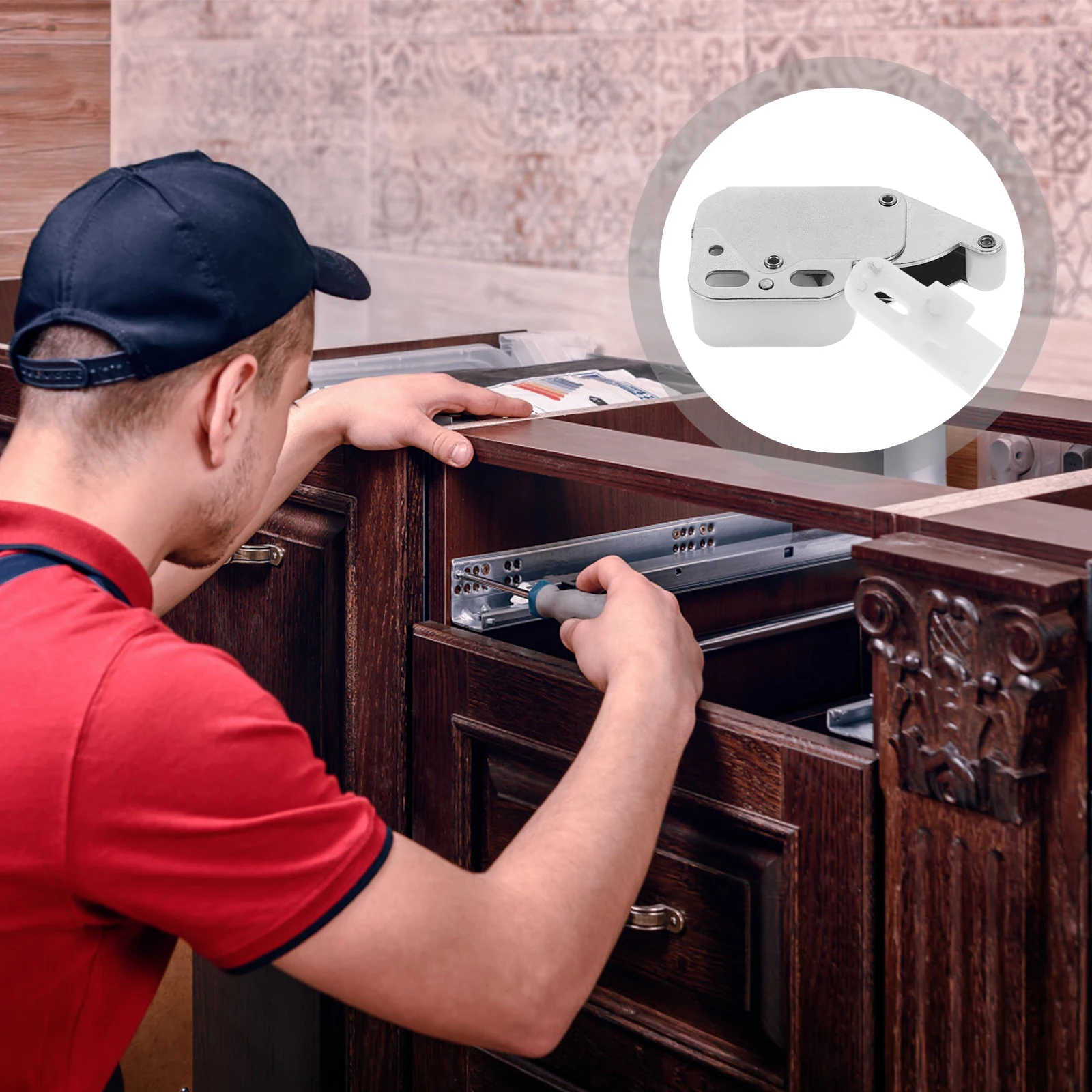 

8pcs Hidden Door Latch Self-locking Spring Loaded Cabinet Locks Silver Push to Open Hardware Cupboard Wardrobe Furniture Strong