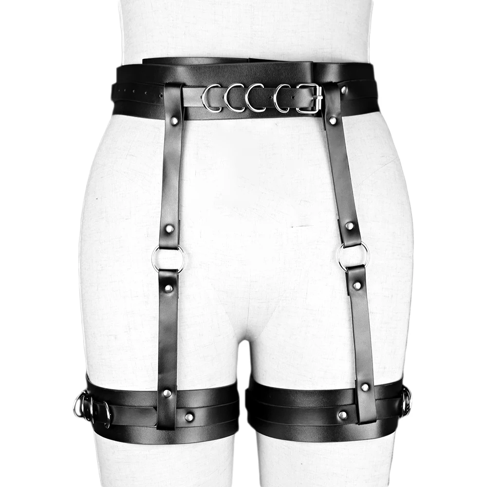 Faux Leather Body Harness Bondage Bdsm Gothic Buttocks Garter Belt Women Sexy Thigh Sword Belt Erotic Lingerie Accessories Rave