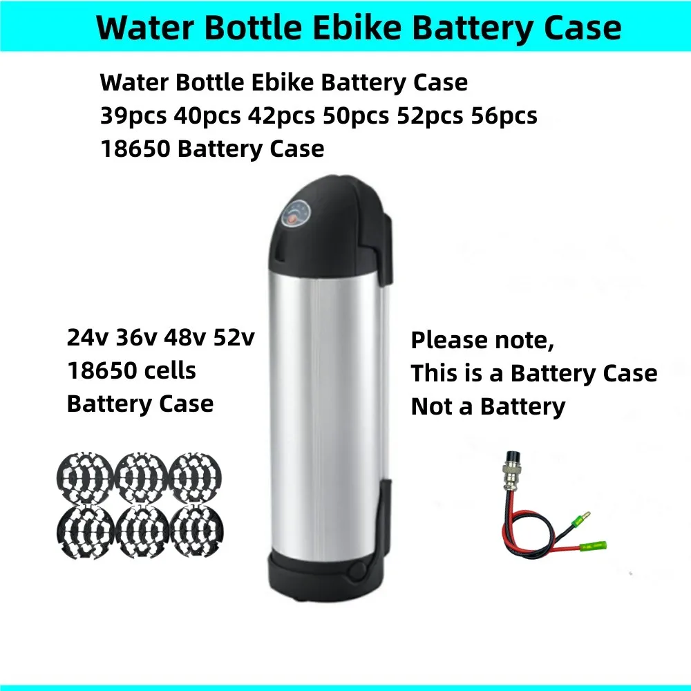 

24v 36v 48v 52v Water Bottle Dolphin Ebike Battery Box Solution 40 50 52 56 pcs 18650 cells Electric Bike Battery Case