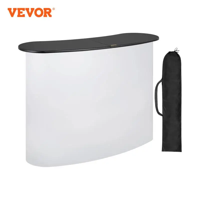 VEVOR 51x38.5 Inch Portable Pop Up Trade Show Display Exhibition Counter Promotion Podium Table Stand Booth with Wall Carry Bags