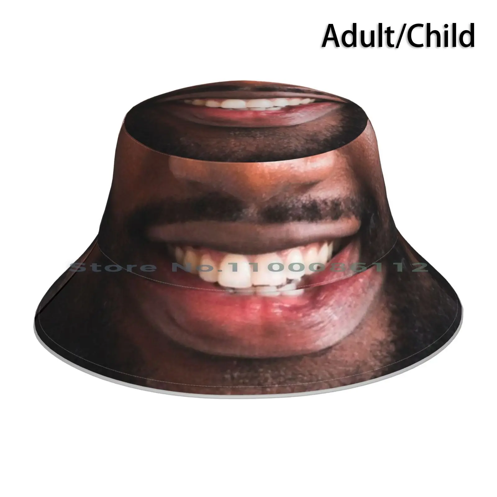 

Smiling African American Man's Face Bucket Hat Sun Cap Beard Moustache African American Mouth Lips Face Man Mens Funny Humor