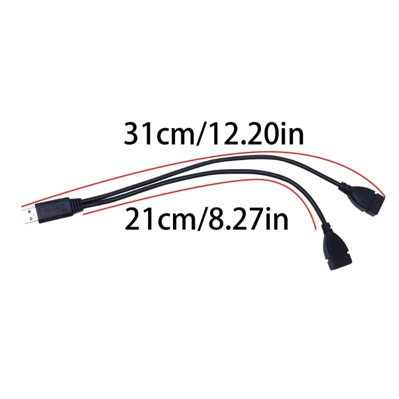 DN59 USB 2.0 كابل موسع USB 2.0 ذكر إلى أنثى للحصول على بيانات الطاقة الإضافية Y كابل تمديد شاحن الفاصل (32 سم / 12.6 بوصة)