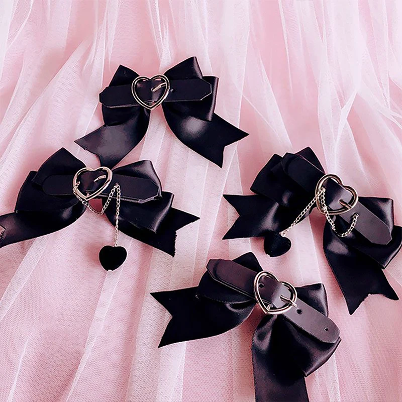 Lolita Bowknot Hair Clip Ponytail Bangs Hair Travel Hairpins Lovely Hairclip Cool Punk Headdress Bow Barrettes Hair Accessories