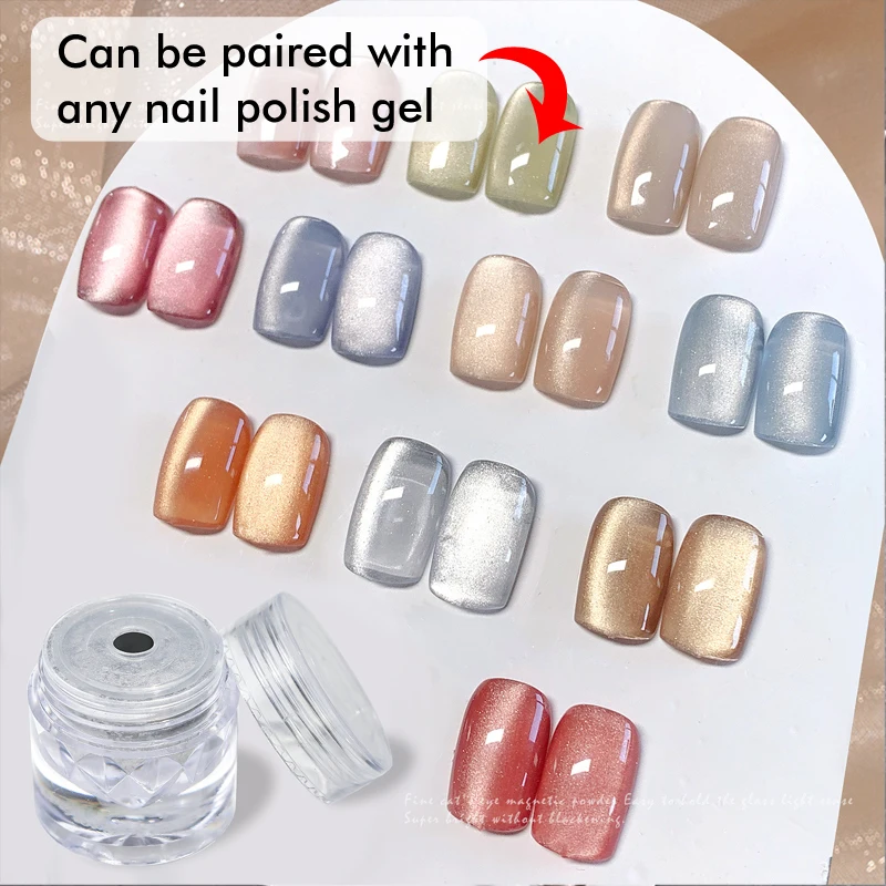 

CHUNSHU Mirror Crystal Cat Eye Powder Glitters Quicksand Chrome Powder with Gel Polish Versatile Nails Art Decorations Tools DIY