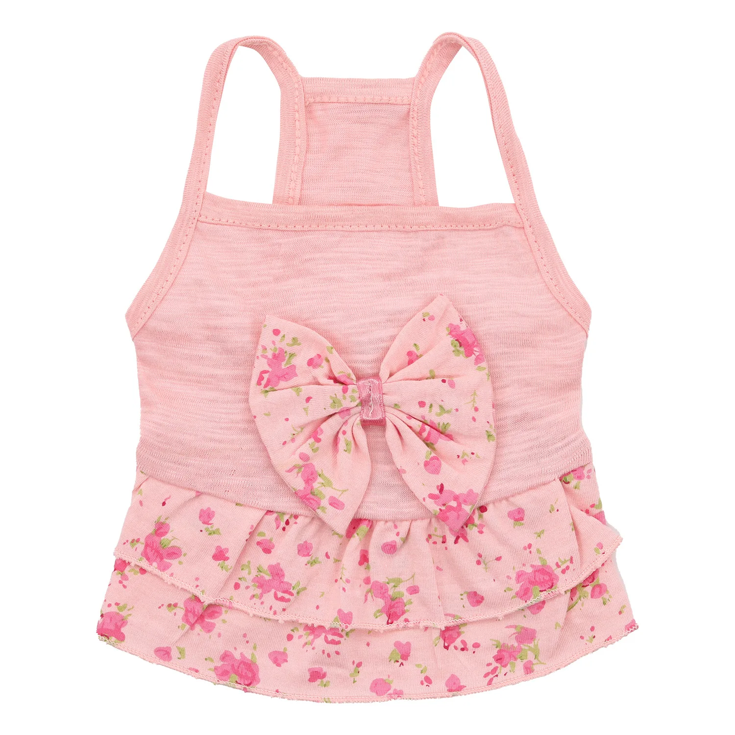 

Factory Pet Dog Cat Clothing Wholesale, Sweet Bow Sleeveless Dress for Small Breed, Spring Summer Floral Strap Dress