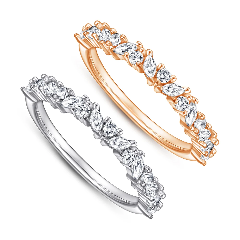 

Кольцо Sun Star Eternity Band для женщин, стерлинговое серебро S925 с покрытием из розового золота, форма маркизы, бриллиант, циркон, элегантные ювелирные изделия