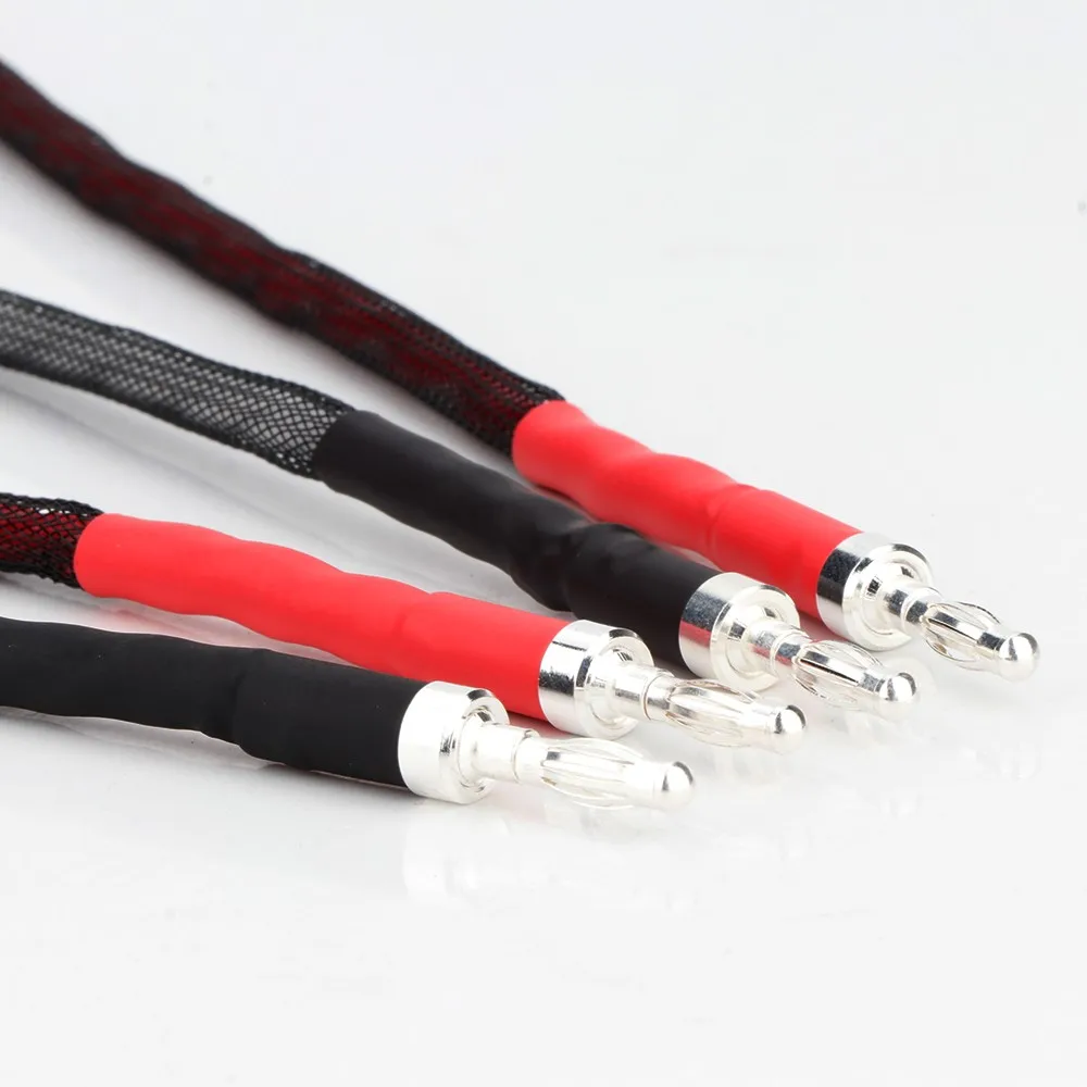 Preffair 4Pcs 6AG Hi-End Hifi Audio Jumper Wire Banana to Y Spade hifi speaker Jumper speaker cable biwire jumper leads