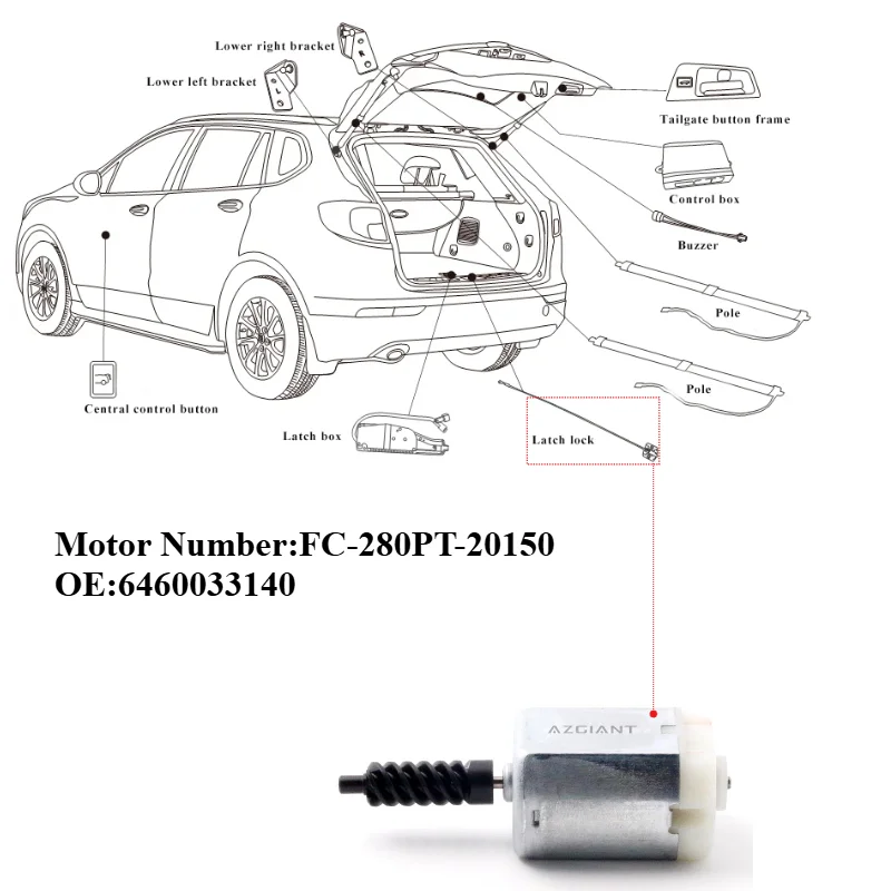 

FC-280PT-20150 for Lexus ES350/Mitsubishi Evolution X/Subaru Legacy Sedan Car Trunk Boot Lock Latch Actuator Motor High Torque