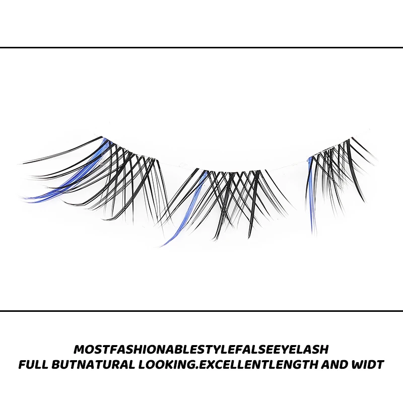 5 Paar Blaue Gemischte Farbige Künstliche Wimpern Natürliche Stachelige Manga-Wimpern Weiche Flauschige Streifenwimpern für Cosplay & Party-Make-up – Detail 6