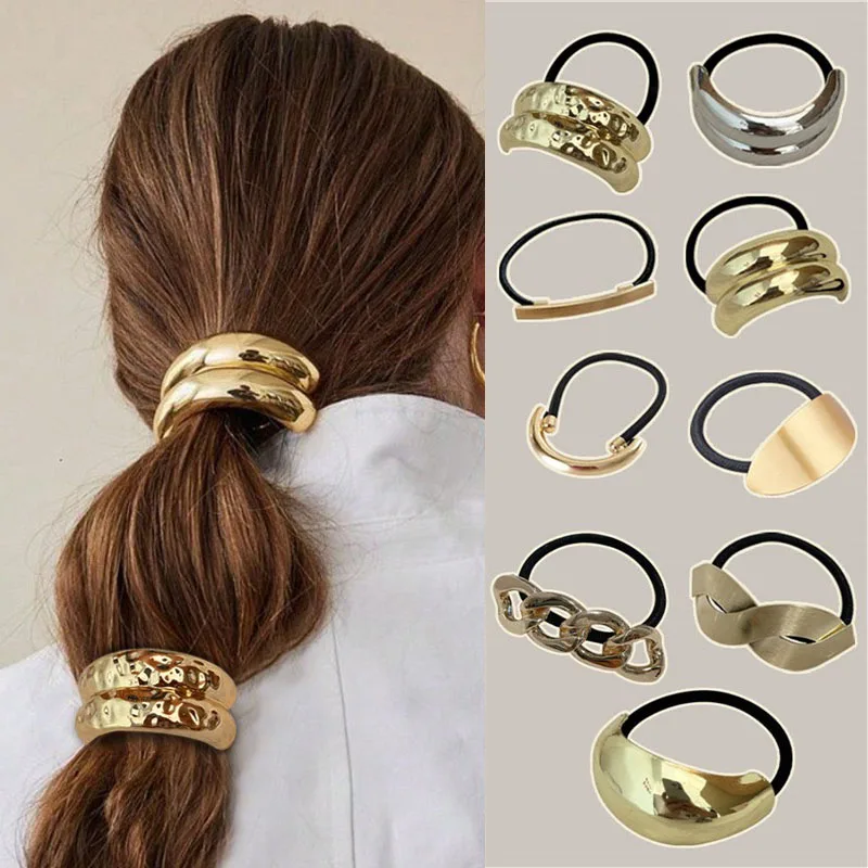 2024 Korea Metal Insert Hairpin High Grade Mental Cast Concave And Convex Craft Hair Buckle Ponytail Clip Hair Ring Hair Rope