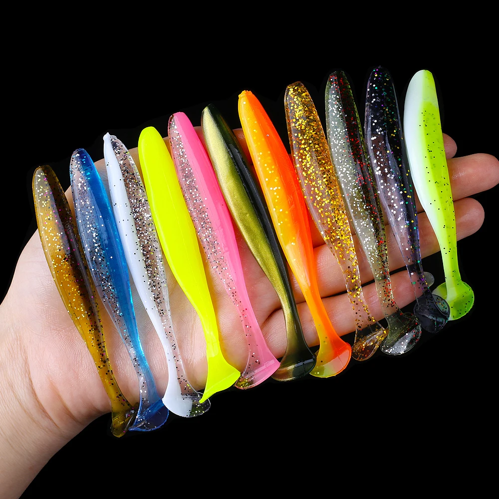 10-30pcs T Tail 55mm 70mm 90mm Shad Worm Soft Bait Artificial Bait Swimbait Bait Wobbler Soft Baits Silicone Fishing Sports Lure