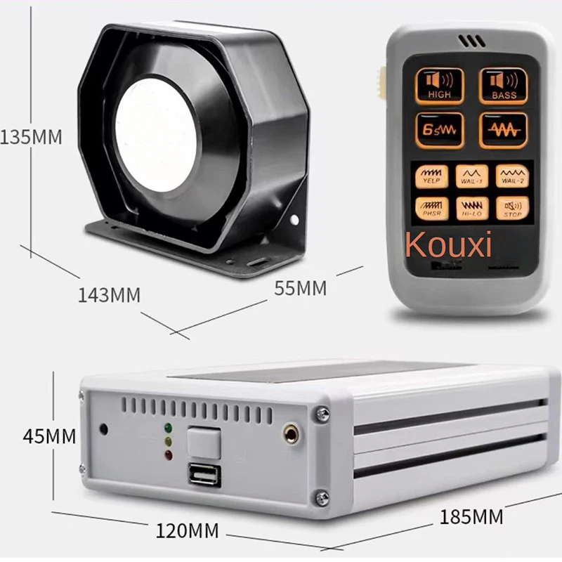 200W 400W MD830 high-power Loud Car Warning Alarm Police Ambulance Fire Siren PA Speaker MIC System for All Specific Vehicles 