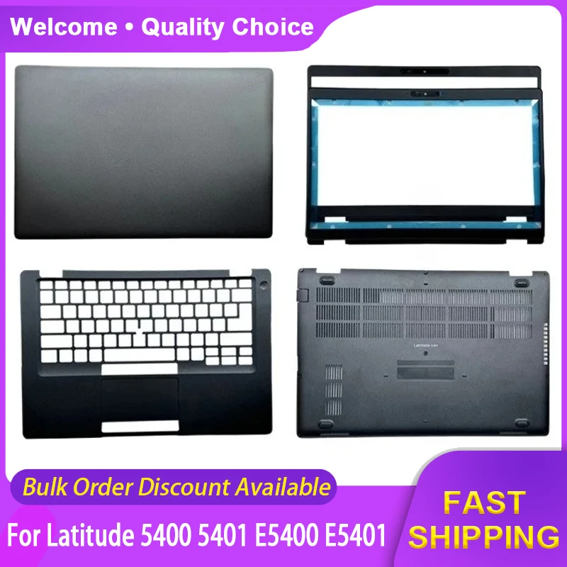 Nova Capa para Notebook Dell Latitude 5400 5401 E5400 E5401: Tampa Traseira LCD, Moldura Frontal, Tampa Superior do Palmrest e Base Inferior Preta
