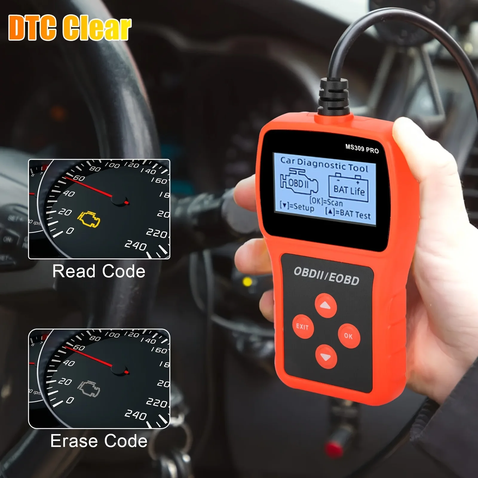 Auto OBD2 Scanner, Live Data Battery Tester, OBDII Car Fault Detector EOBD Scanner Code Reader Auto Engine Diagnostic Scan Tool