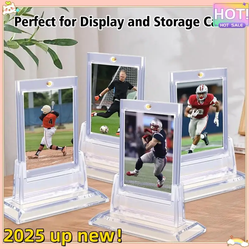 

Stylish-12 Count Magnetic Card Holders For Trading Cards, 35PT Acrylic Baseball Card Holders With Card Stands For Sports Cards D