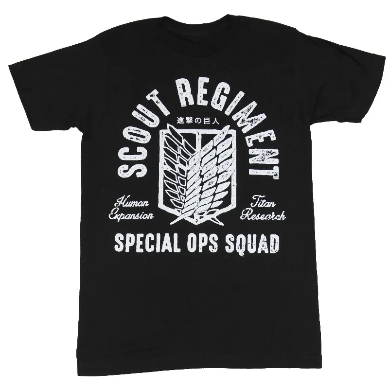 Camiseta con estampado del logotipo de las operaciones especiales del Regimiento Scout de Attack on Titan Anime, camiseta de algodón holgada y transpirable unisex de verano