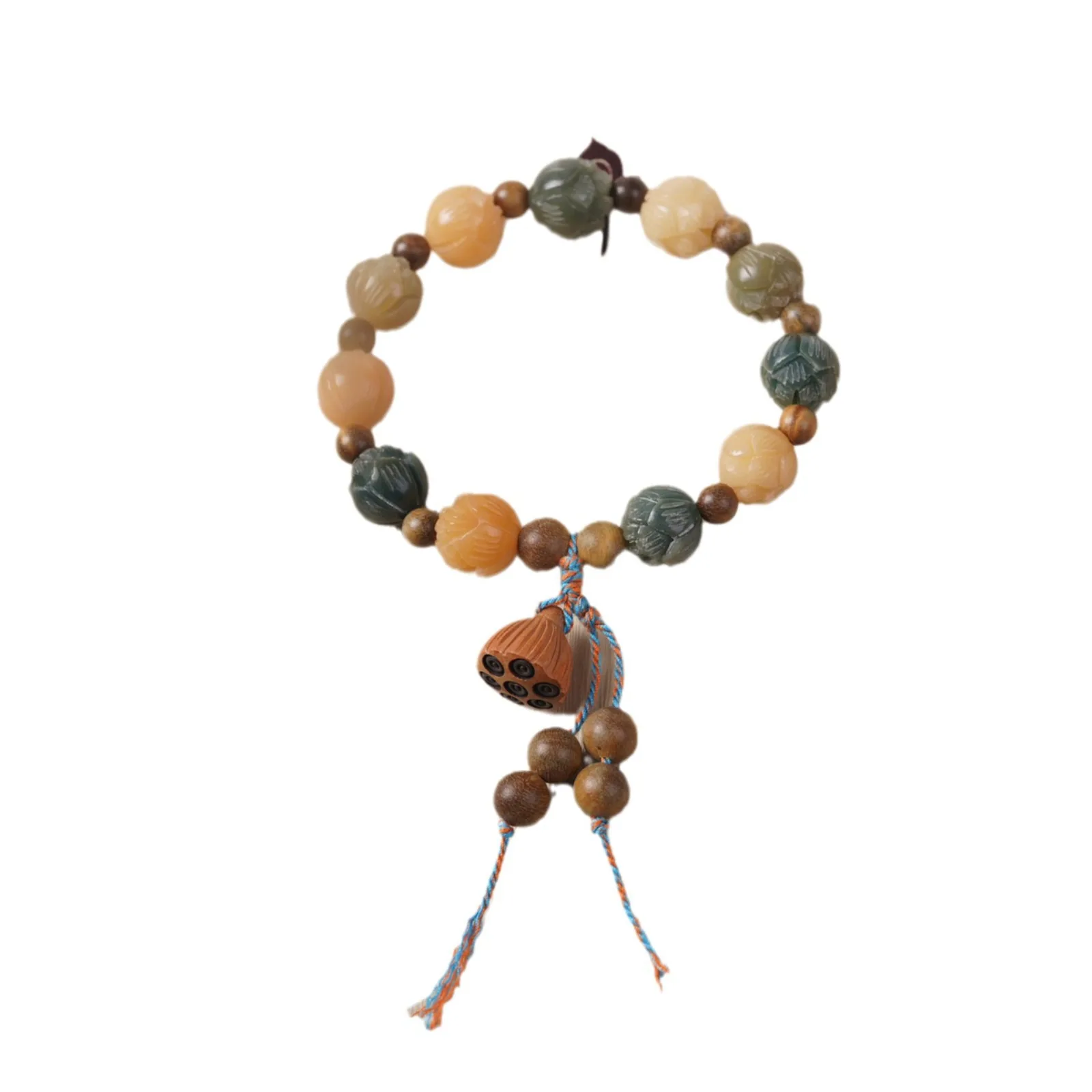 Jadeized Candy Color Carved Lotus Bodhi Root Dunhuang Multi Gem DIY High End Exquisite Cultural Jewelry Fashion Hand Bracelet