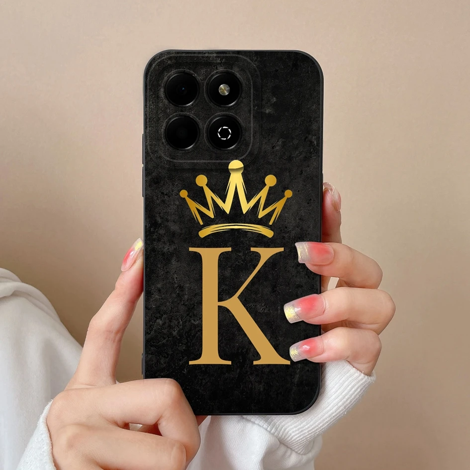 Phone Case For Honor X6b X5b Plus Capa Fashion A To Z Letter Smooth Liquid Protective Back Cover For HonorX6b HonorX5bPlus Funda