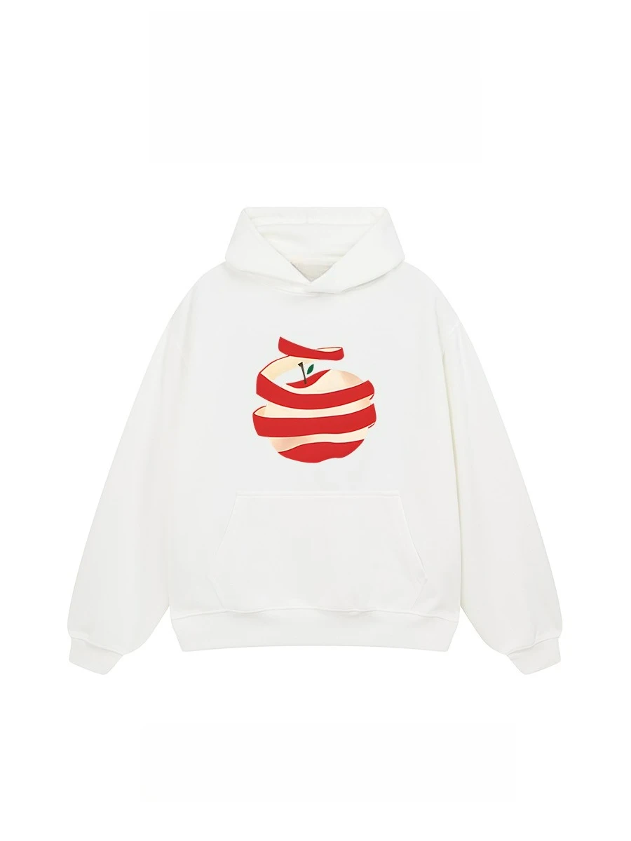 

American Fashion Brand Apple Cartoon Printed Hooded Sweater Men's and Women's Autumn and Winter Loose Casual Jacket