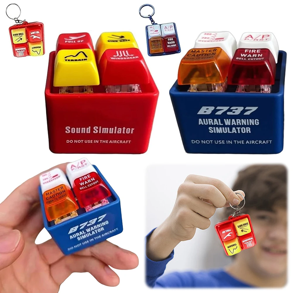 Ornamento piloto de emergências com luz led avião alerta chaveiro aviso simulador de som chaveiro para fãs de aviação bolsa