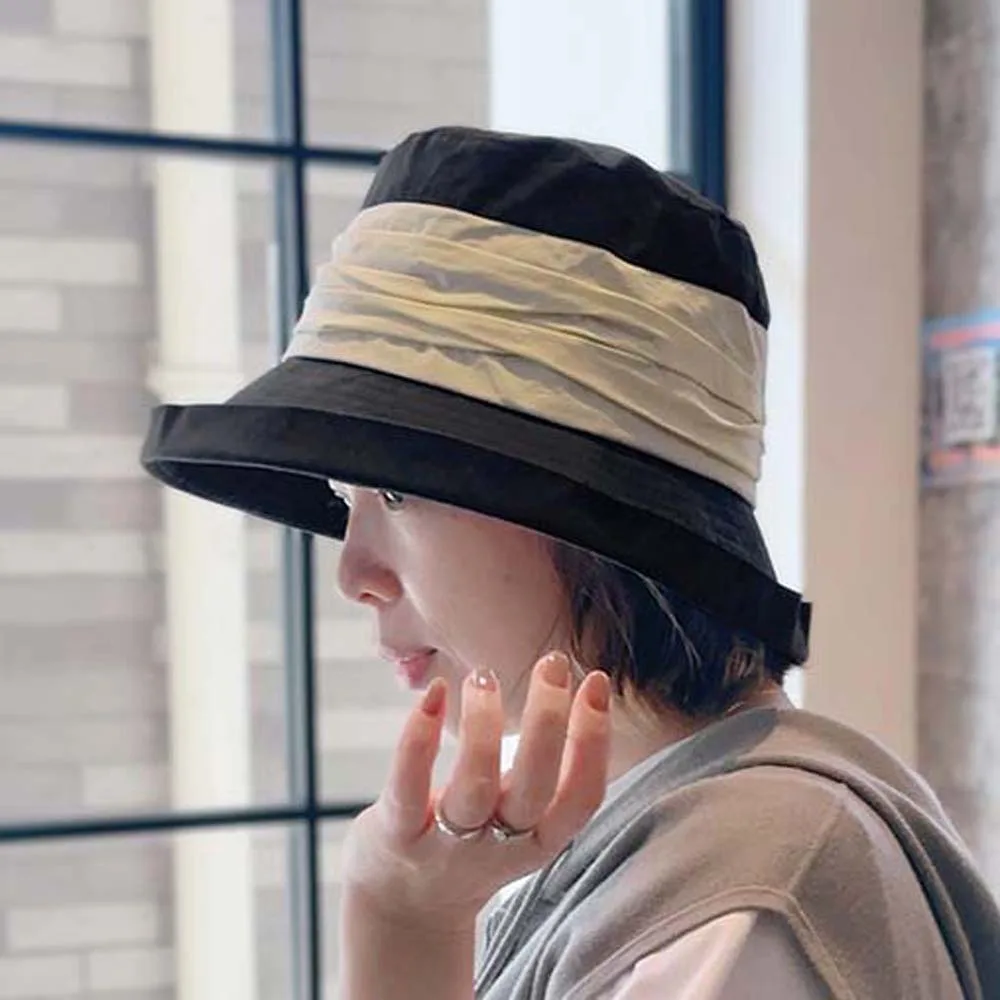 

Pleated Sunshade Bucket Hat Pleasantly Cool Portable Foldable Basin Hat Japanese Style UPF50+ Fisherman Cap Women