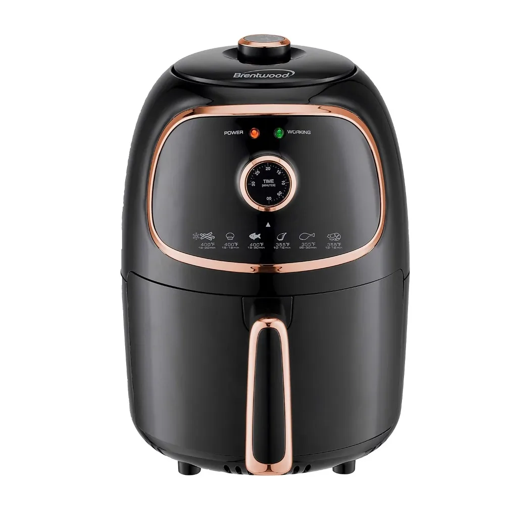 

Appliances 2 Quart Small Air Fryer Copper with Timer and 175-400 Degree Adjustable Temperature Range, Auto Shut Off, Black