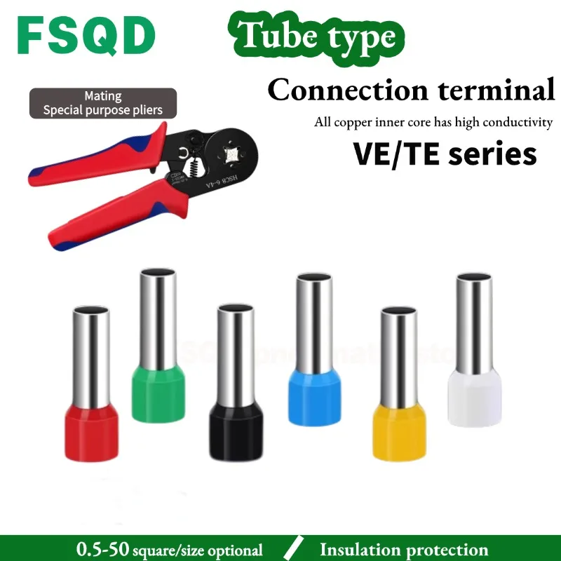 Tube type Connection terminal and electric wire joint crimping pliers VE series European-style needle