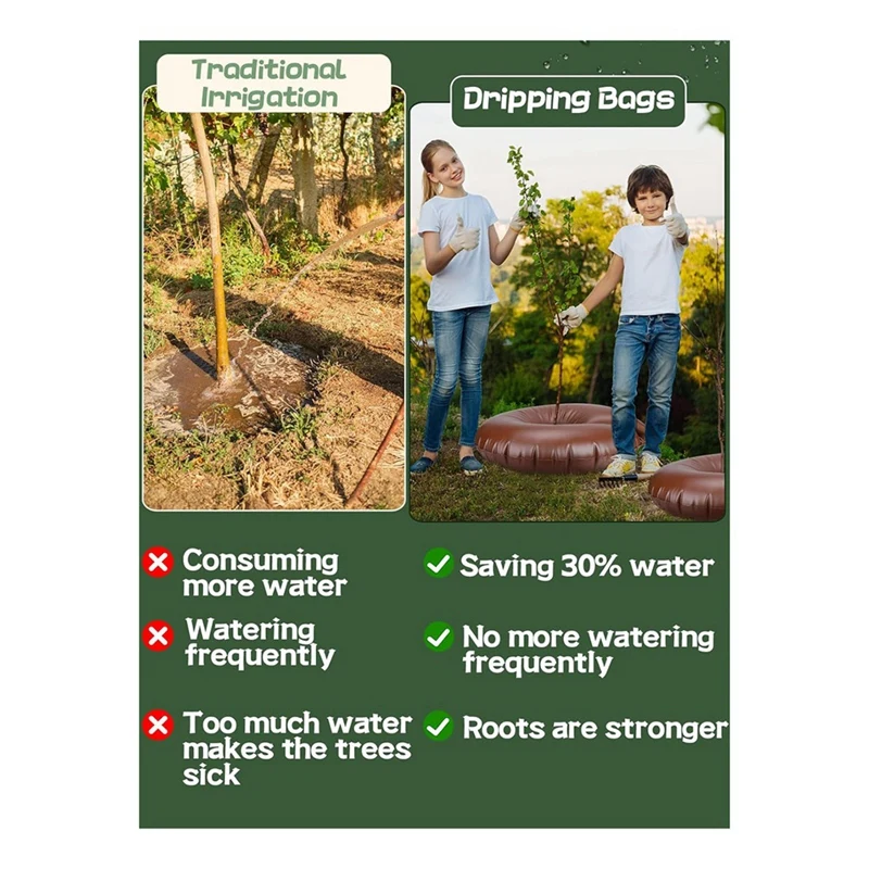 Tree Watering Bags Slow Release Saplings Rings, 4-6 Hours Releasing Time, Automatic Drip Tree Watering 15 Gallons 2 Pcs